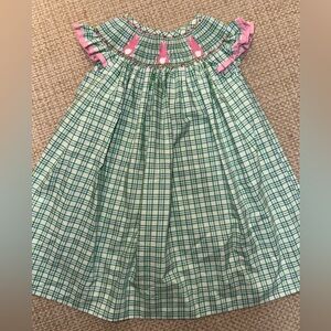SOUTHERN SUNSHINE - Bunny Bum Smocked Dress Blue and Green Plaid - 18M